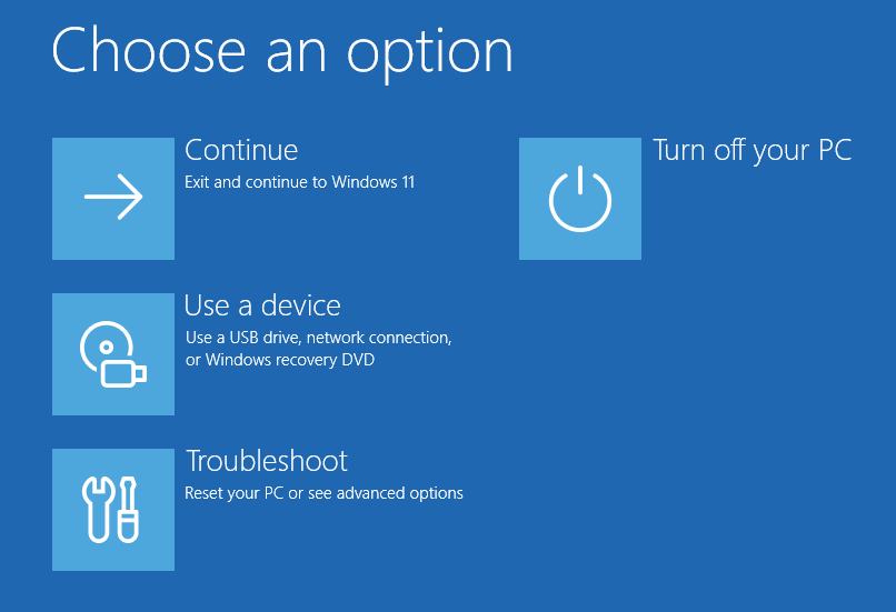 เมนูตัวเลือกการบูต Windows
